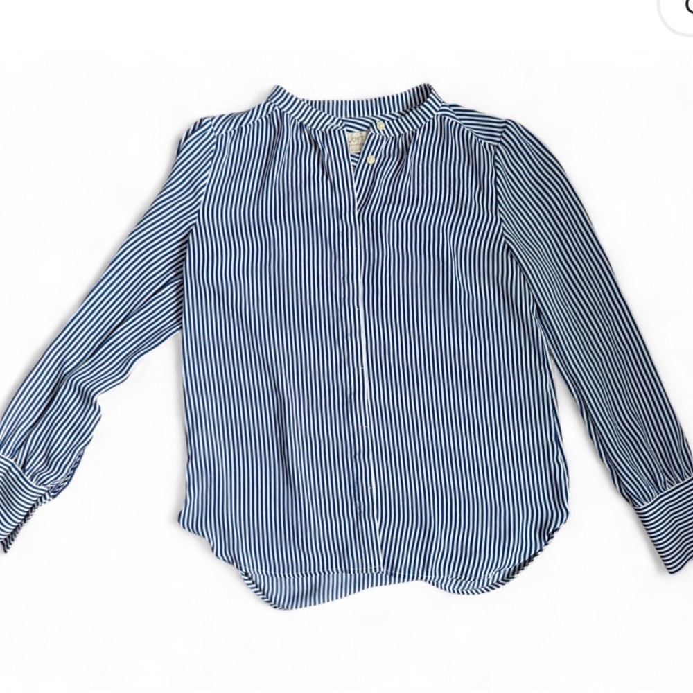LOFT Navy and White Striped Top